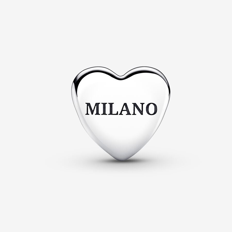 tempo Flashy sharp Milano heart sterling silver charm with yellow enamel