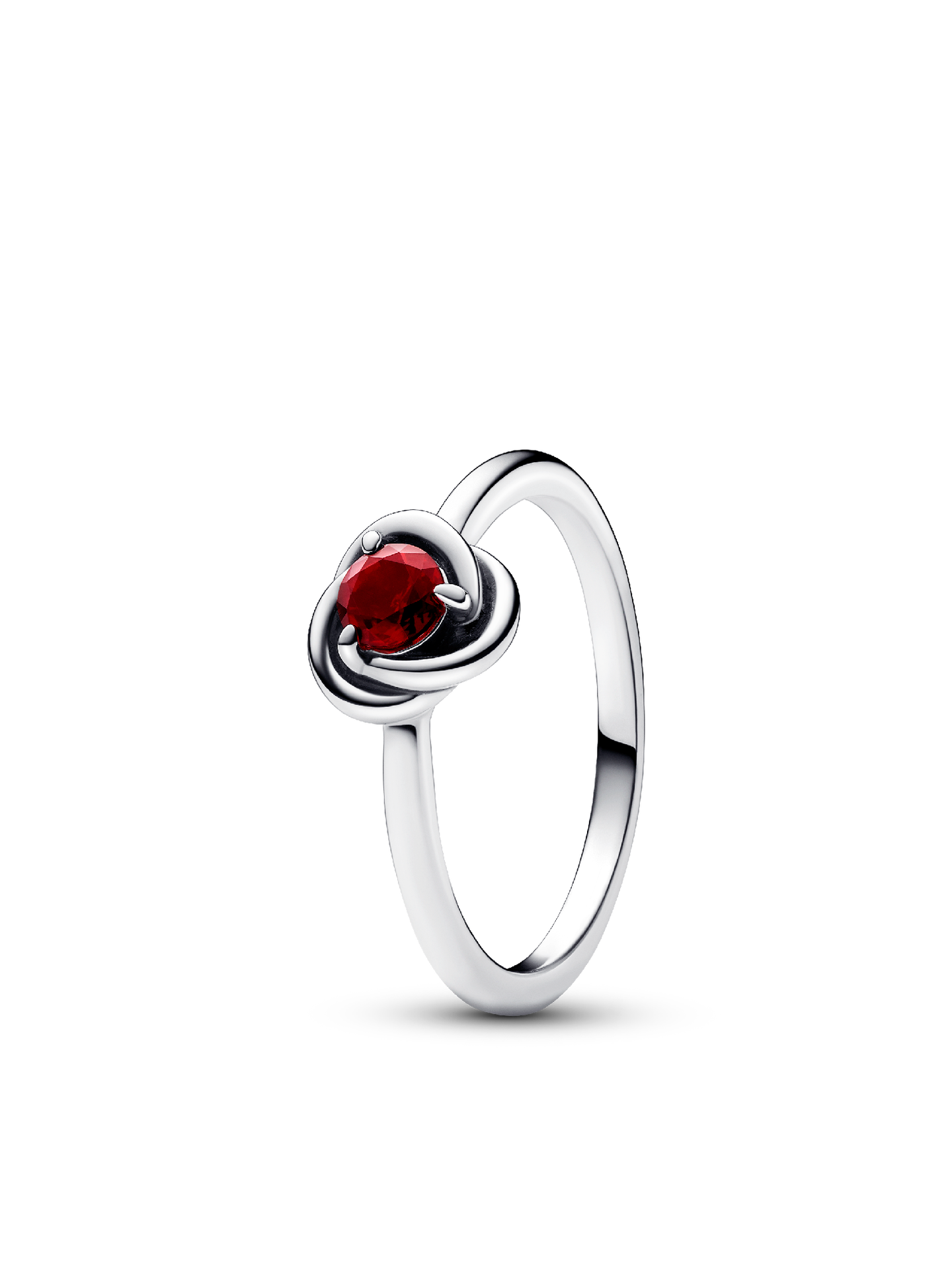Женское кольцо Pandora January Red Eternity Circle, цвет: Серебро — фото 1