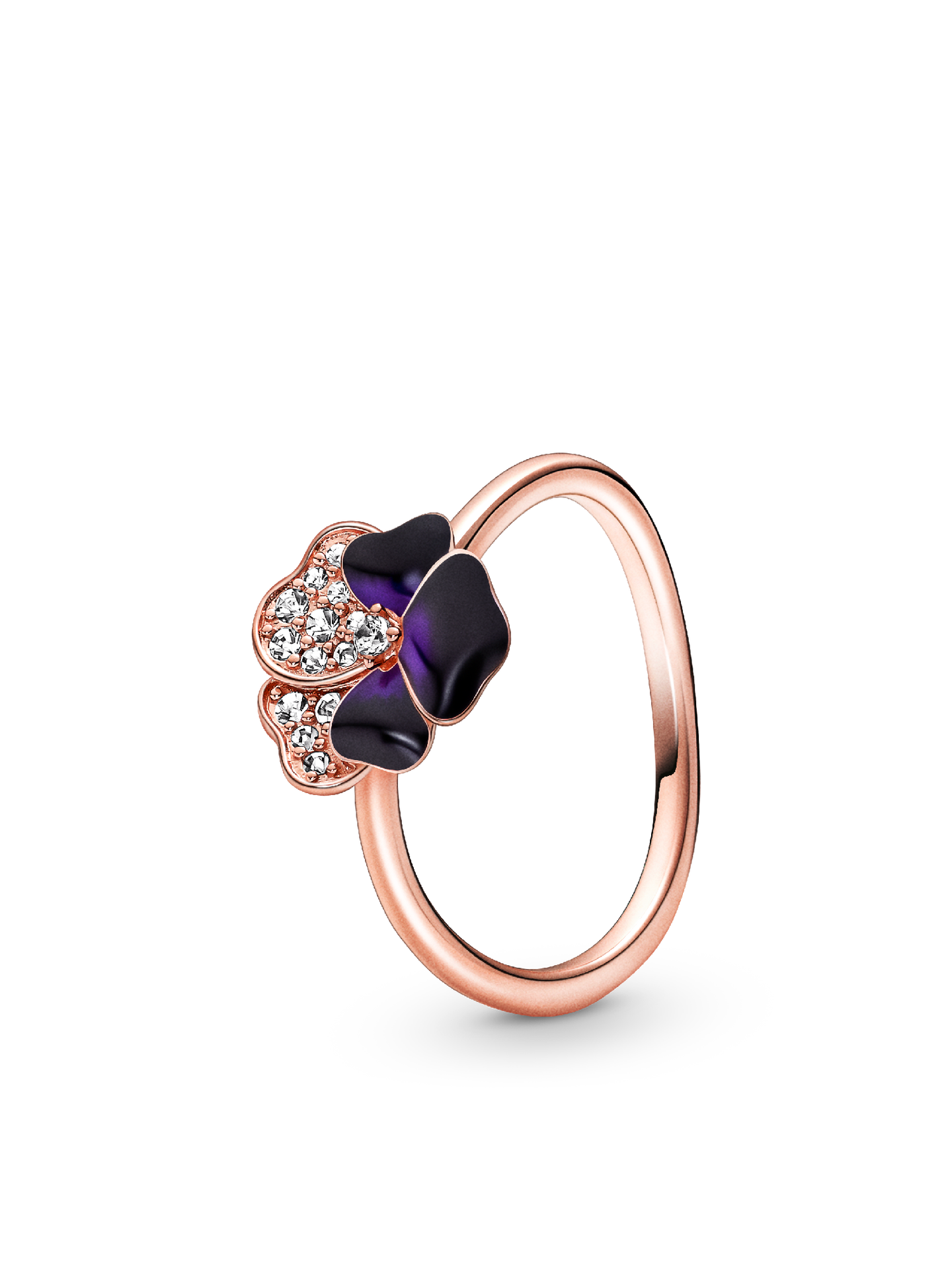 Женское кольцо Pandora Deep Purple Pansy Flower, цвет: Покрытие розовым золотом — фото 1