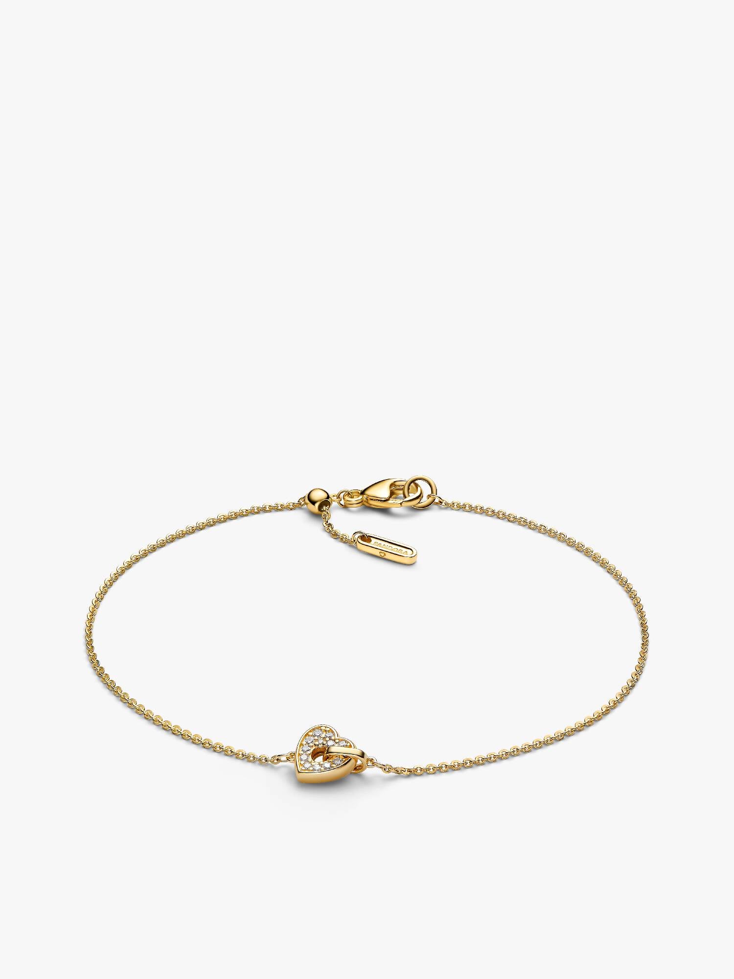 Pandora Talisman 14k Gold Lab-grown Diamond Pavé Heart Chain Bracelet
