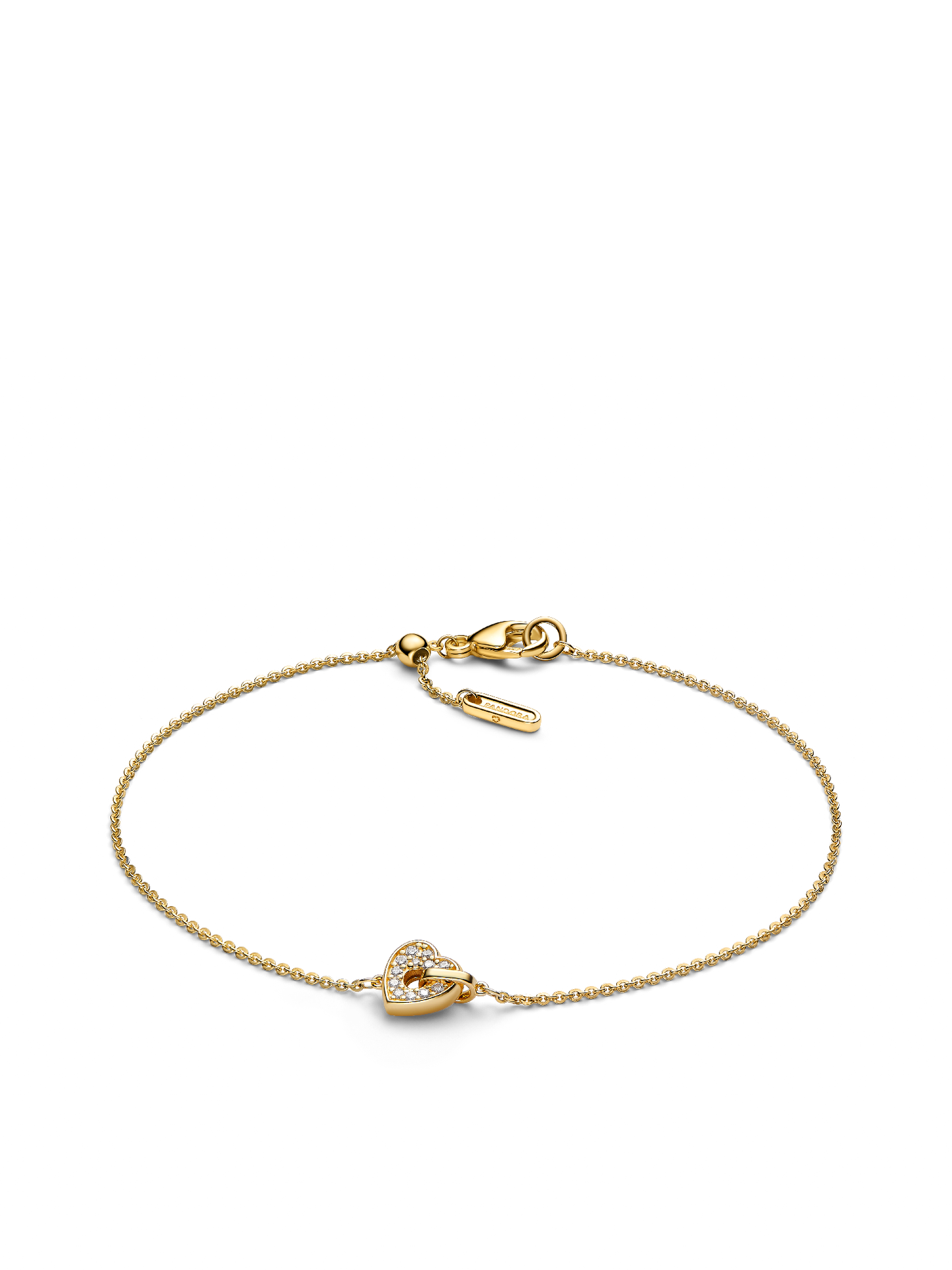 Женский браслет Pandora Talisman 14k Gold Lab-grown Diamond Pavé Heart Chain, цвет: Золотой — фото 1