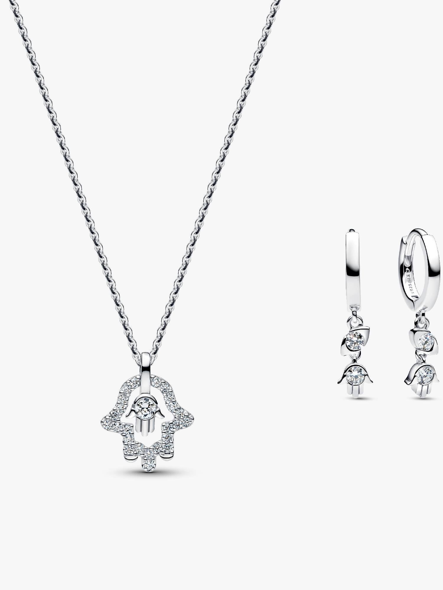Hamsa Necklace and Earrings Set