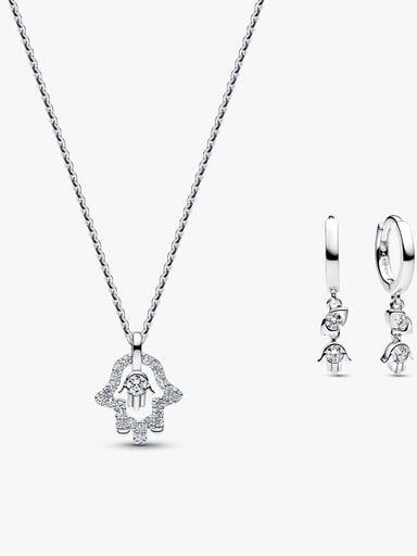 Hamsa Necklace and Earrings Set
