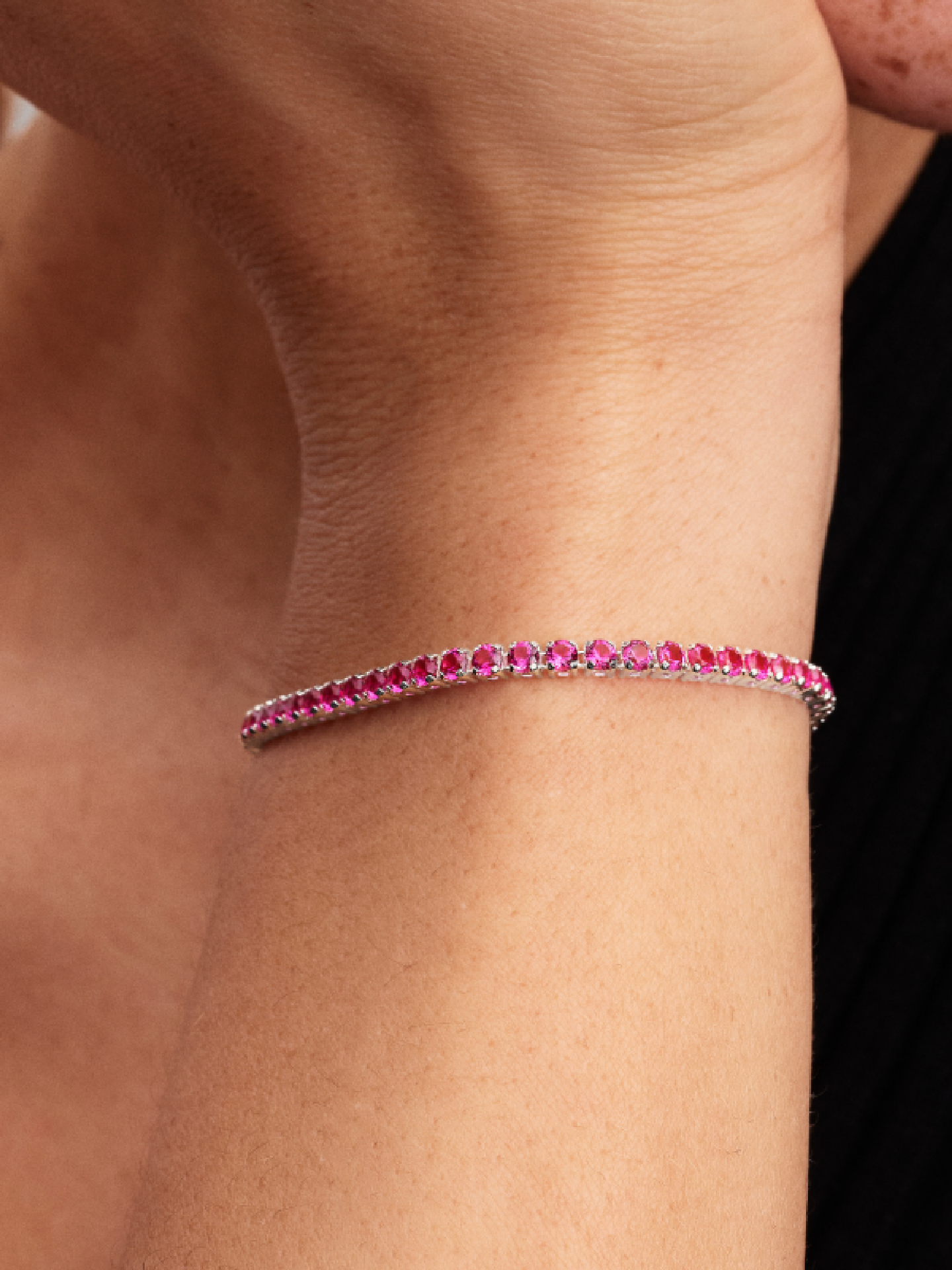 Женский браслет Pandora Sparkling Pink Tennis, цвет: Серебро — фото 3