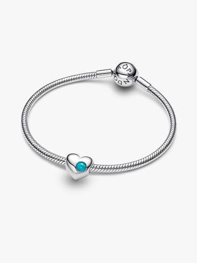 Engravable Turquoise Blue Stone Heart Charm
