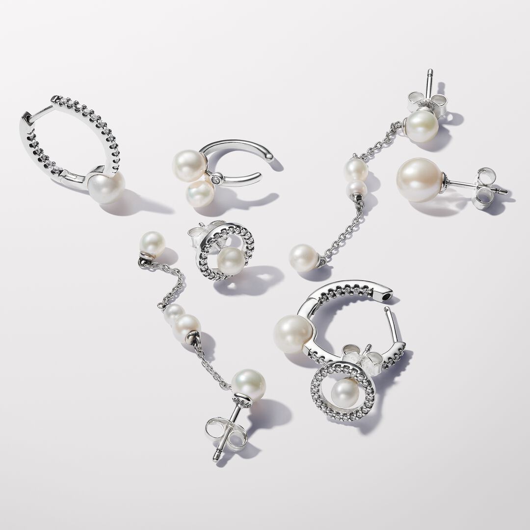 Treated Freshwater Cultured Pearl & Pavé Hoop Earrings