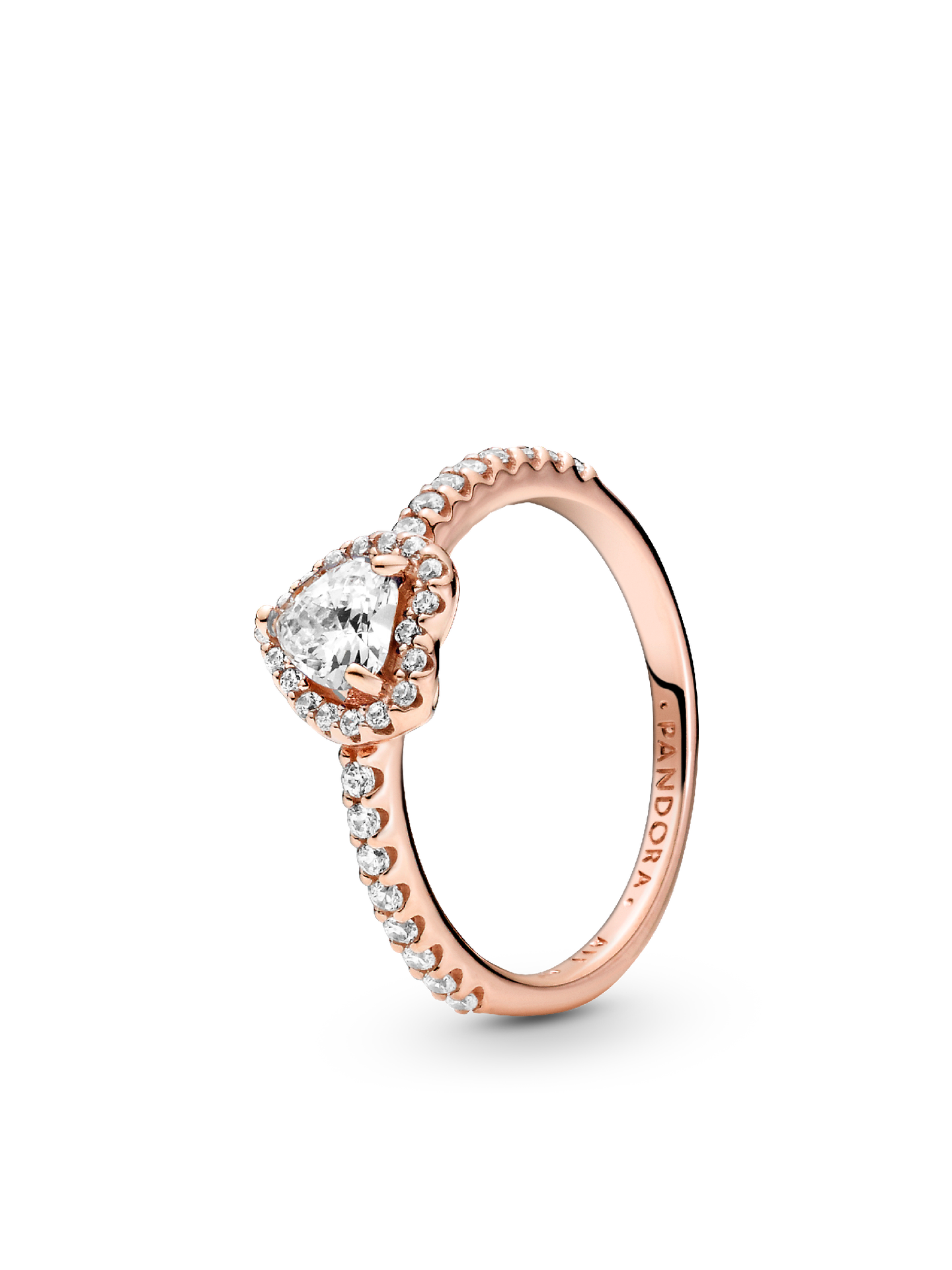 Женское кольцо Pandora Sparkling Elevated Heart, Rose gold plated #188421C02, цвет: Покрытие розовым золотом — фото 1