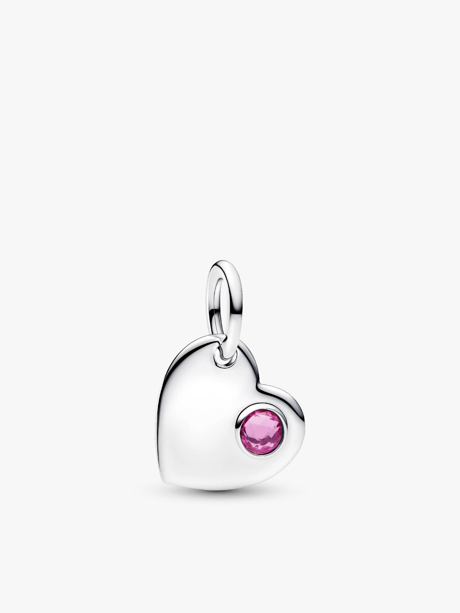 October Engravable Pink Stone Heart Dangle Charm