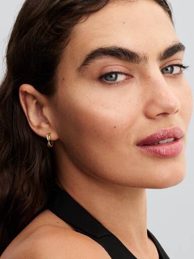 Organically Shaped Two-tone Open Hoop Earrings