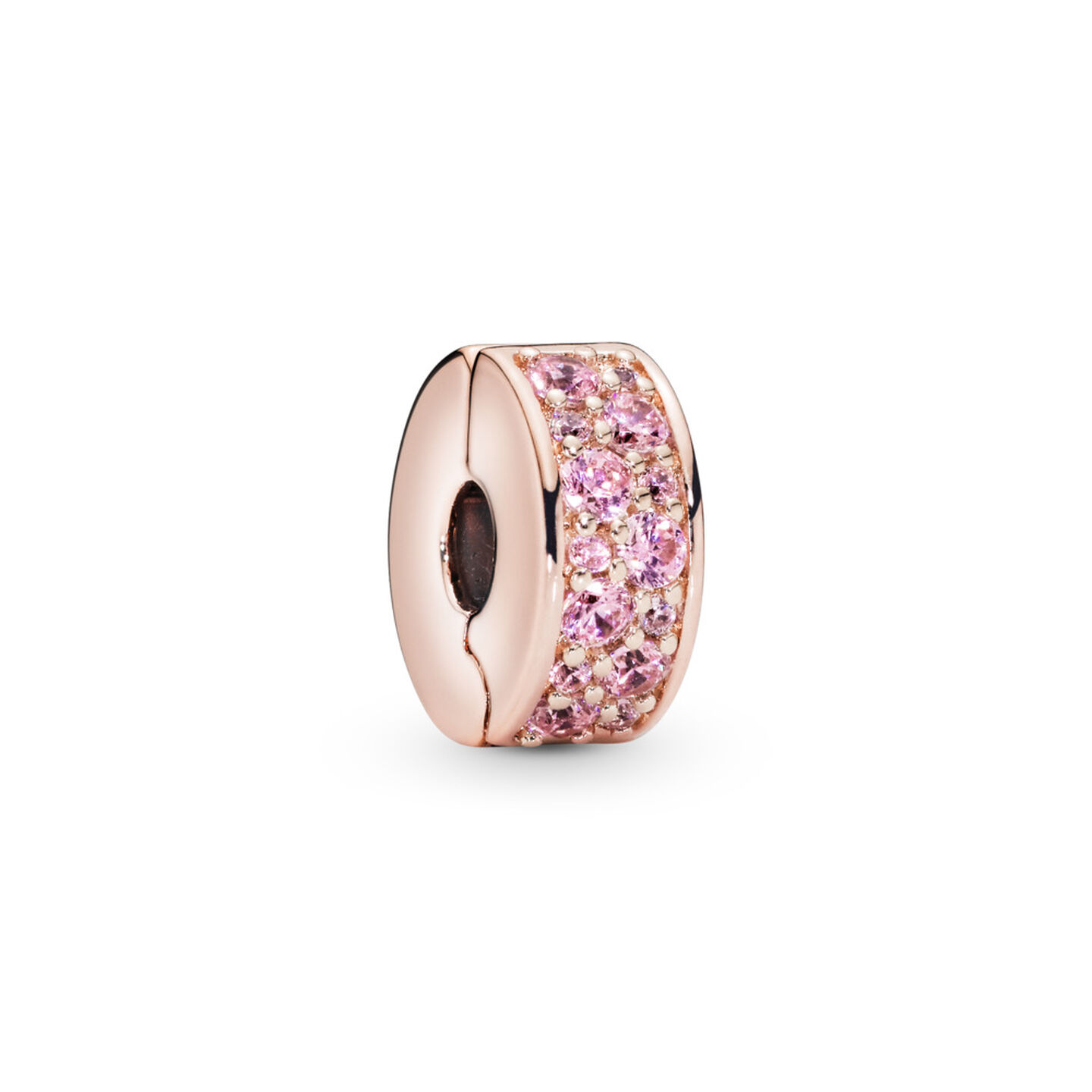 Женский шарм Pandora Pink Pavé Clip Charm, Rose gold plated, цвет: Покрытие розовым золотом — фото 2