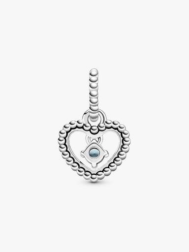 FINAL SALE - March Aqua Blue Beaded Heart Dangle Charm
