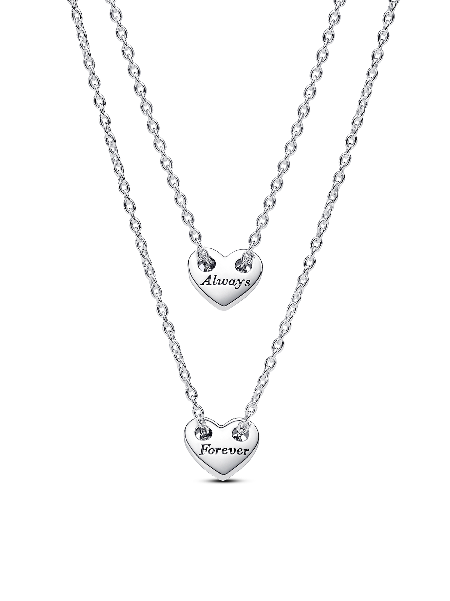 Женские колье Pandora Forever & Always Splittable Heart Collier, цвет: Серебро — фото 1
