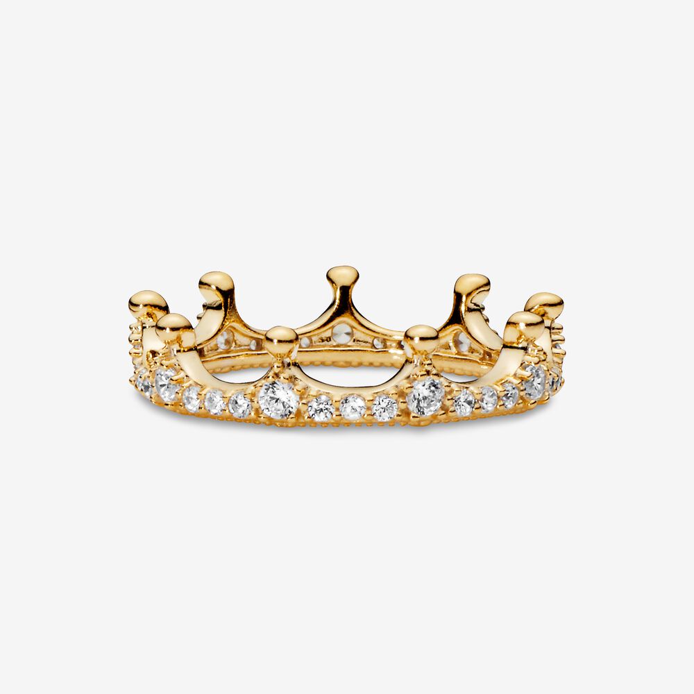 Clear Sparkling Crown Ring | Gold plated | Pandora US