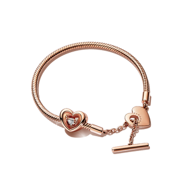 Pandora Moments Heart T-Bar Bracelet and Radiant Heart Charm Set