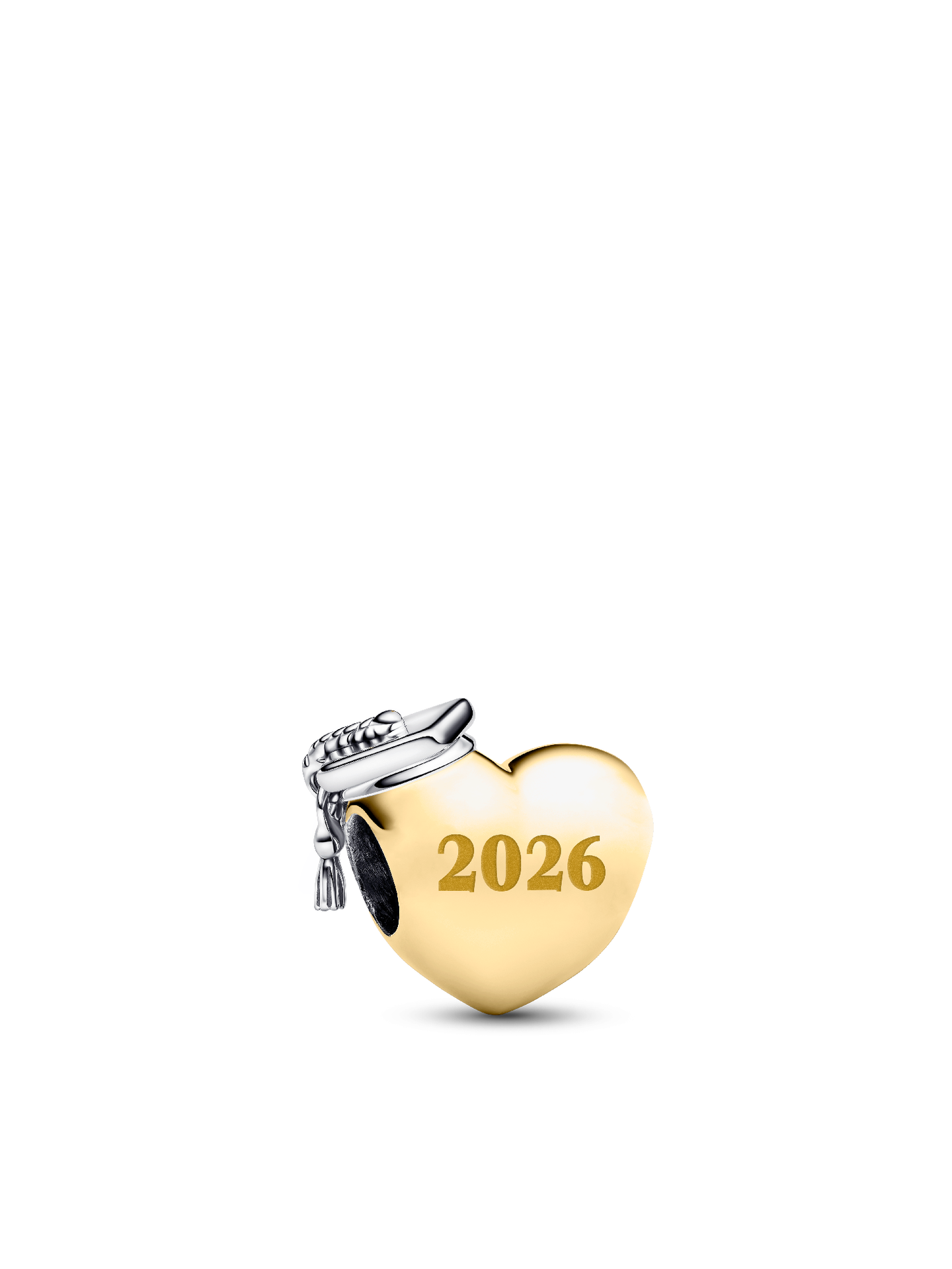 Женский шарм Pandora Graduation 2026 Yellow Heart Charm, цвет: Серебро — фото 1