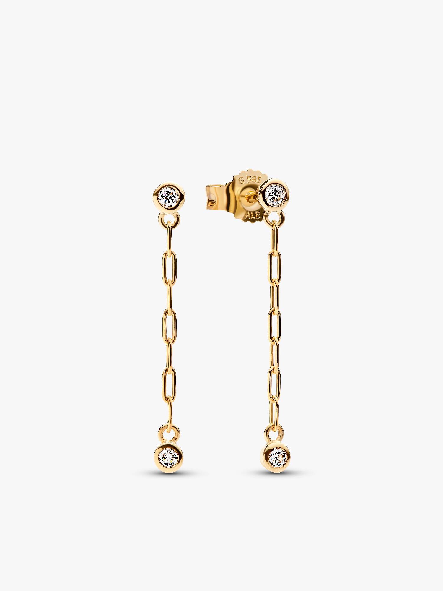 Pandora Era Bezel Lab-Grown Diamond Paperclip Chain Drop Earrings