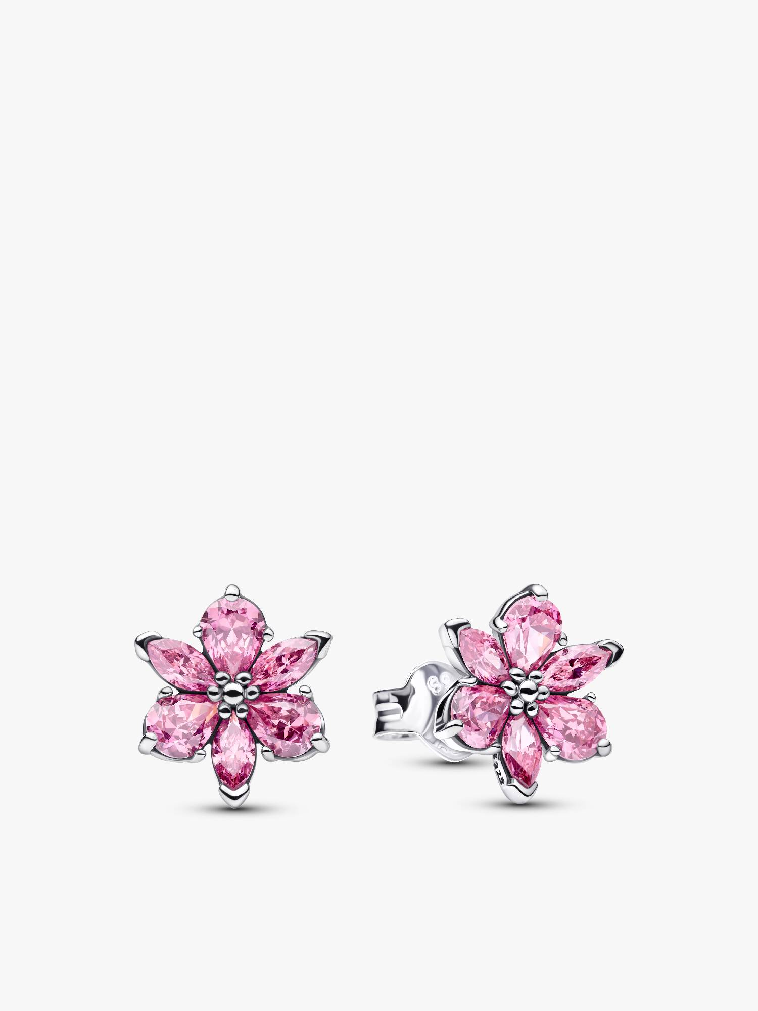 Herbarium Sparkling Pink Flower Stud Earrings