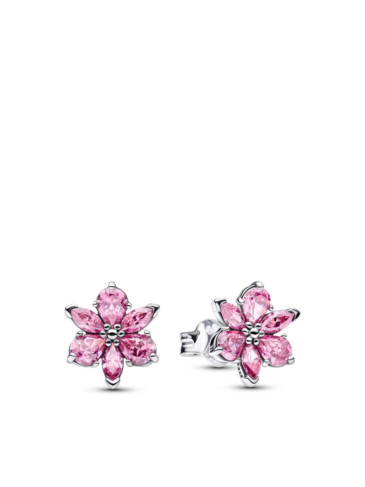 Женские серьги Pandora Herbarium Sparkling Pink Flower, цвет: Серебро — фото 1