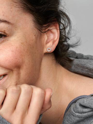 Open Heart Stud Earrings