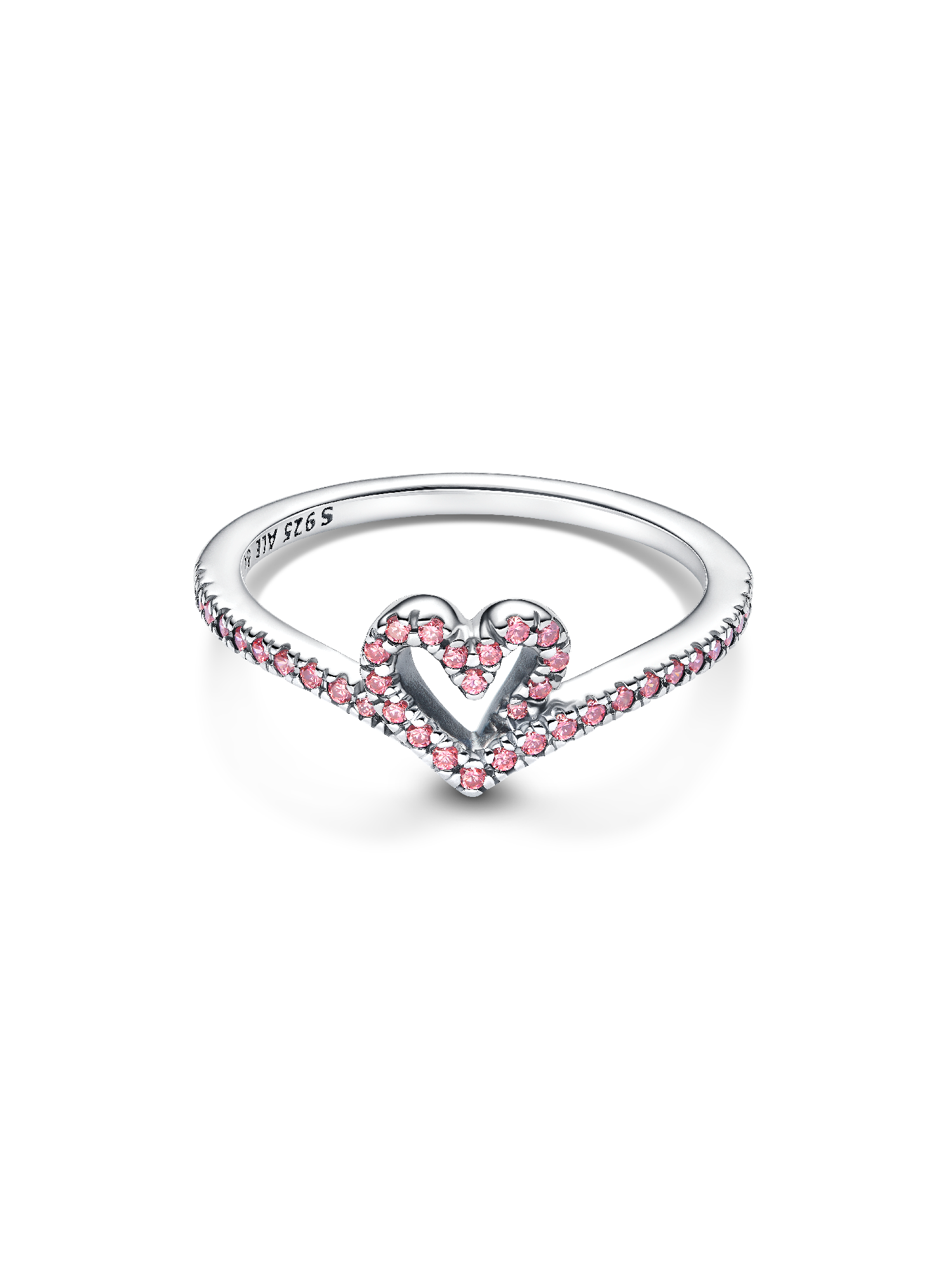 Sparkling Wishbone Pink Heart Ring