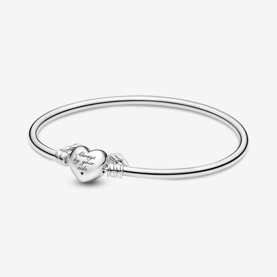 FINAL SALE - Pandora Moments Winged Heart Bangle, Sterling silver