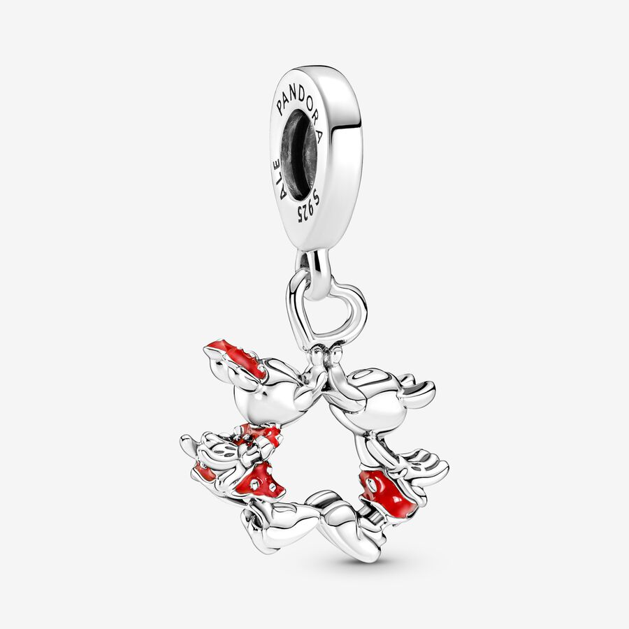 D.w.z Pidgin Roestig Disney Mickey Mouse & Minnie Mouse Kissing Dangle Charm | Sterling silver |  Pandora US