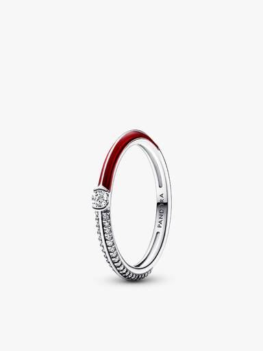 Pandora ME Pavé Red and Black Ring Set