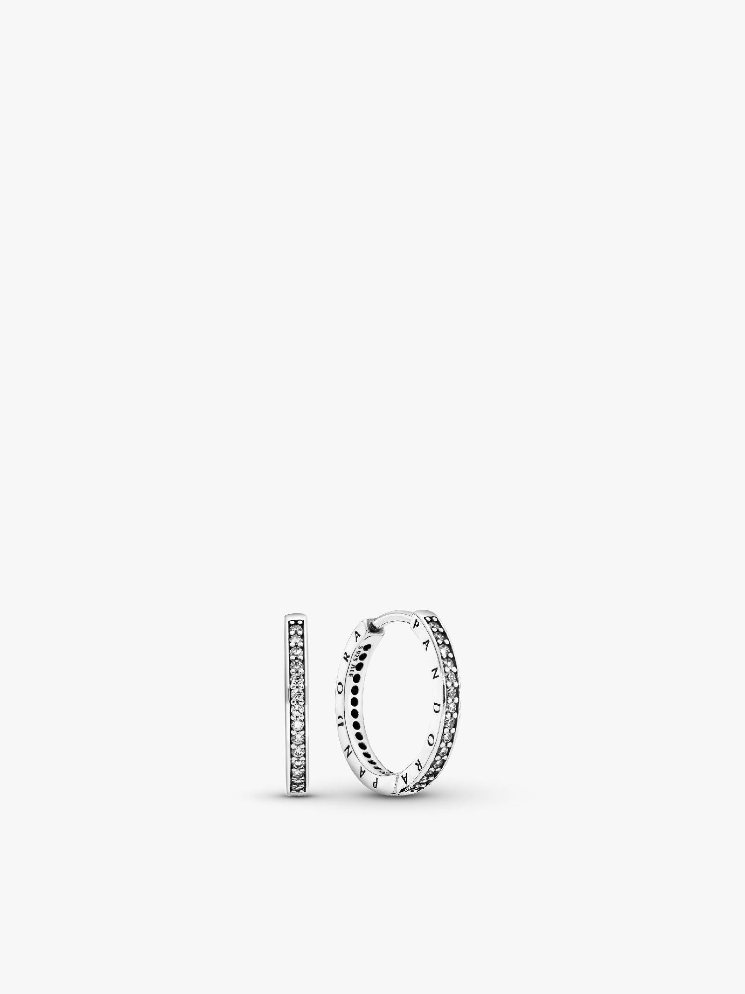 Sparkle and Pandora Logo Hoop Earrings