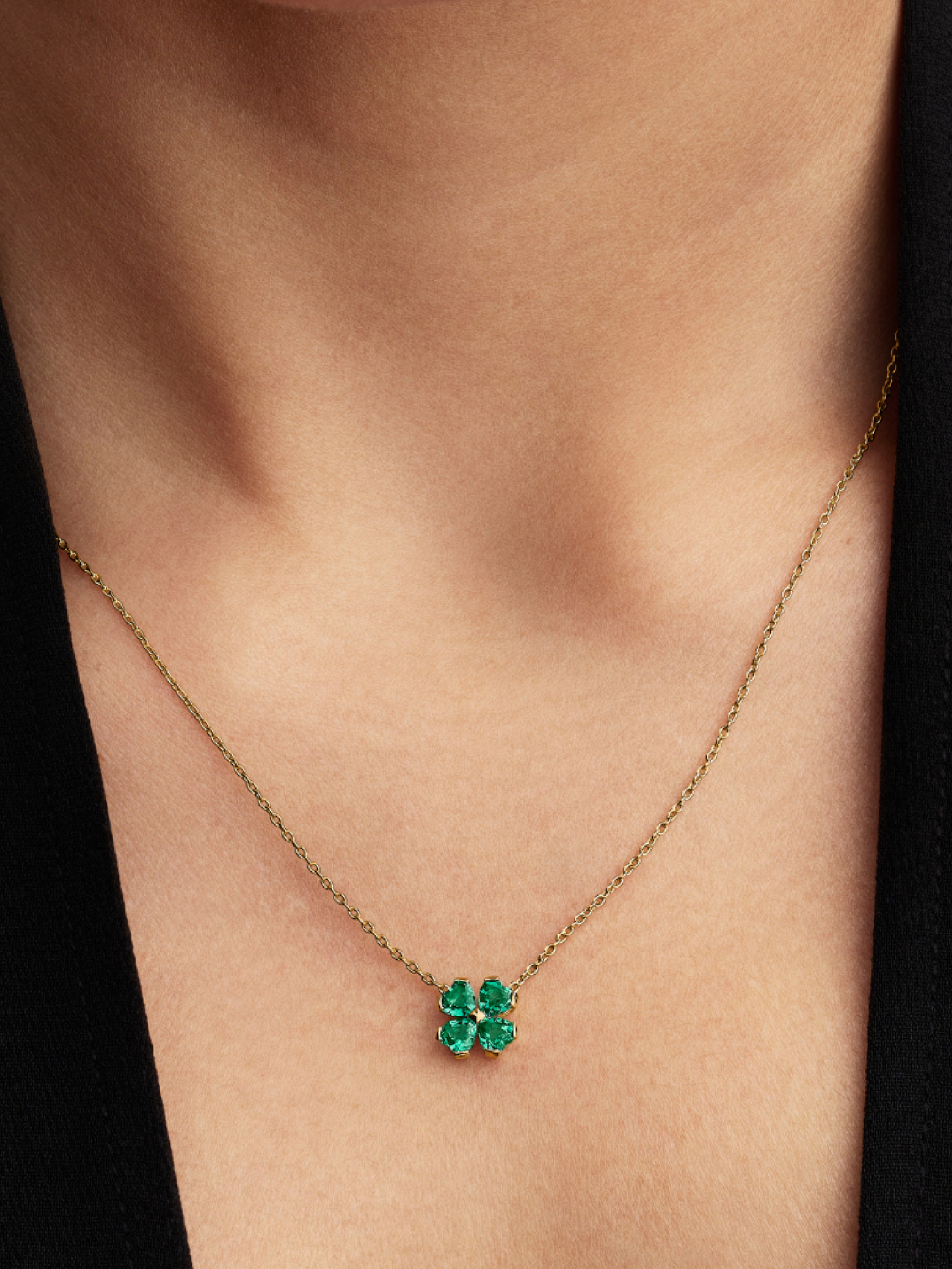 Женское колье Pandora Green Lucky Clover Pendant, цвет: Позолоченный — фото 3