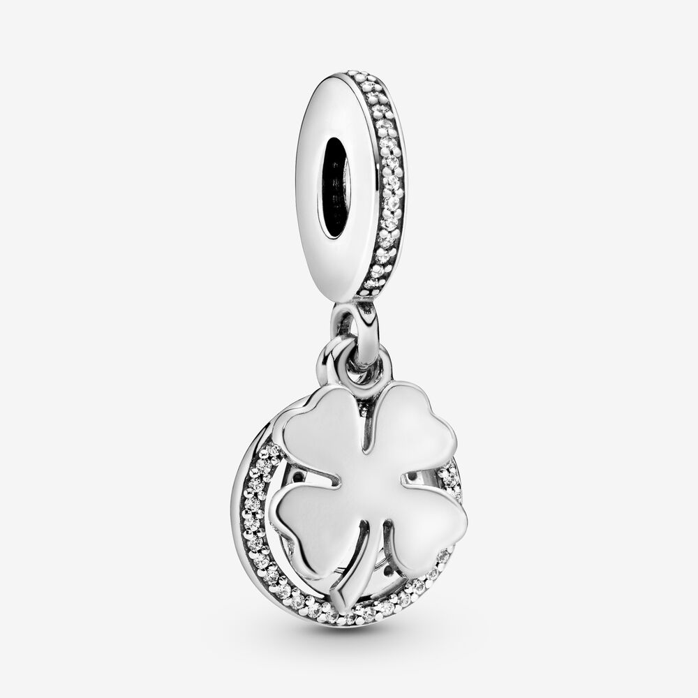 Lucky Four-Leaf Clover Dangle Charm | Sterling silver | Pandora US