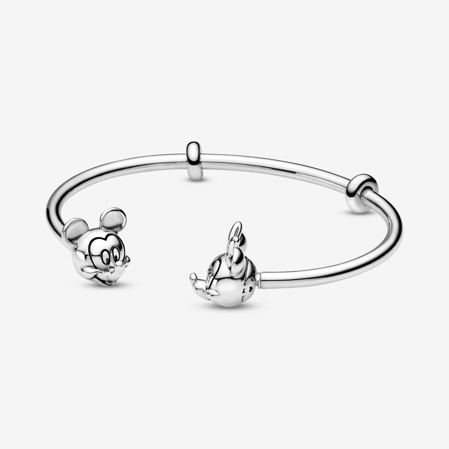 FINAL SALE - Disney Pandora Moments Mickey Mouse and Minnie Mouse Open Bangle image number 0