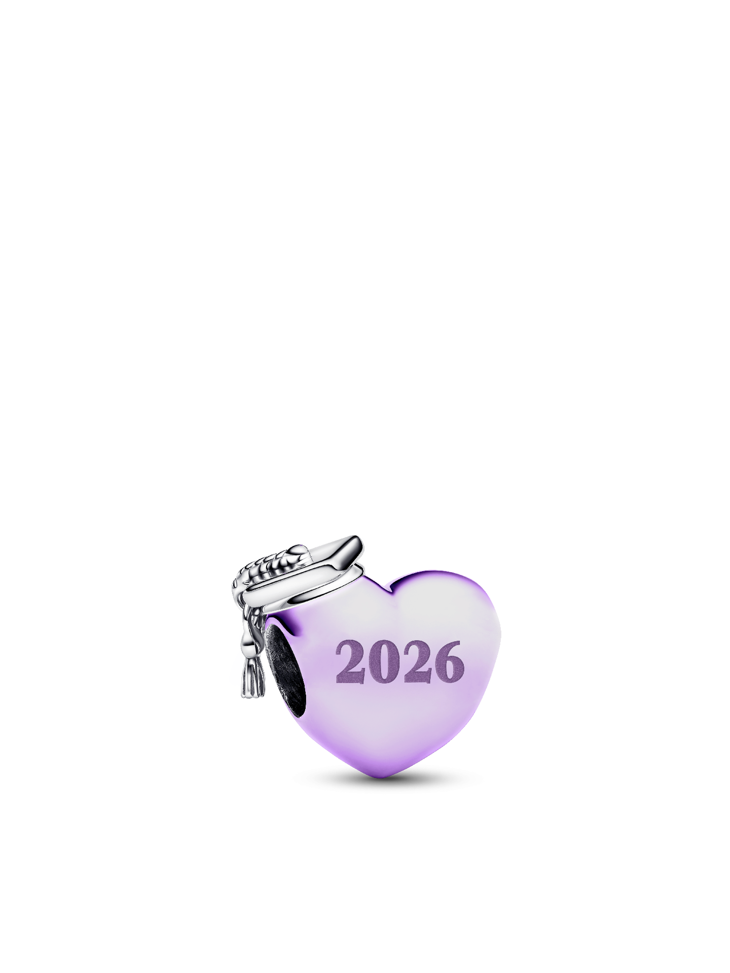 Женский шарм Pandora Graduation 2026 Purple Heart Charm, цвет: Серебро — фото 1