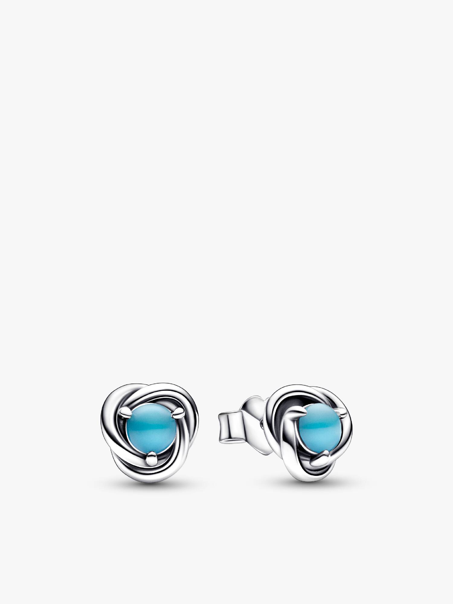 December Turquoise Blue Eternity Circle Stud Earrings