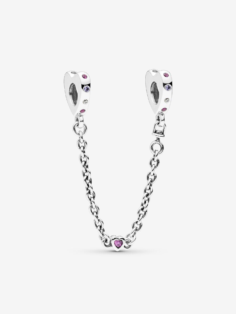 Bright Hearts Safety Chain, Pink Crystals