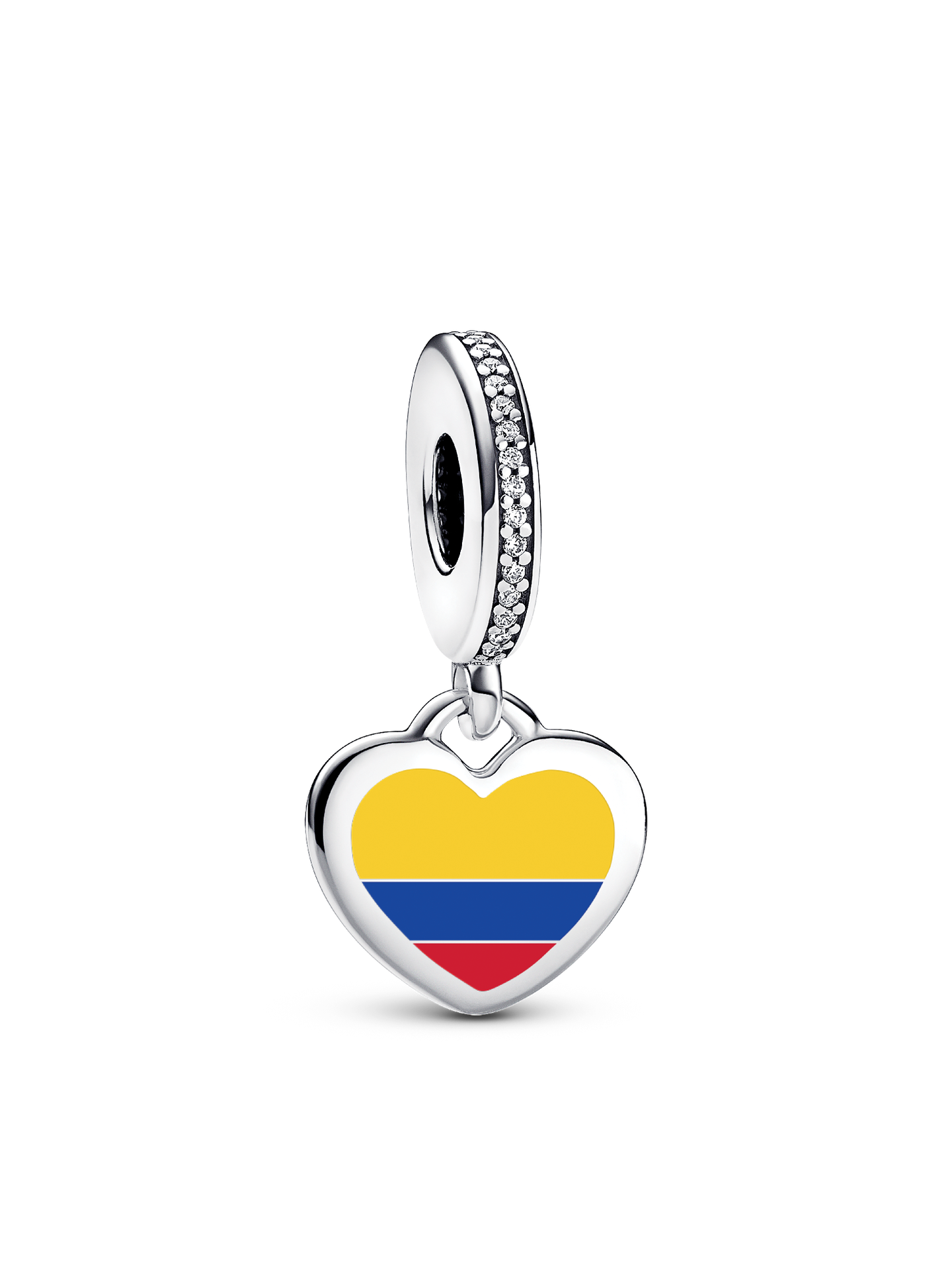 Женский шарм Pandora Colombia Flag Heart Charm, цвет: Серебро — фото 1