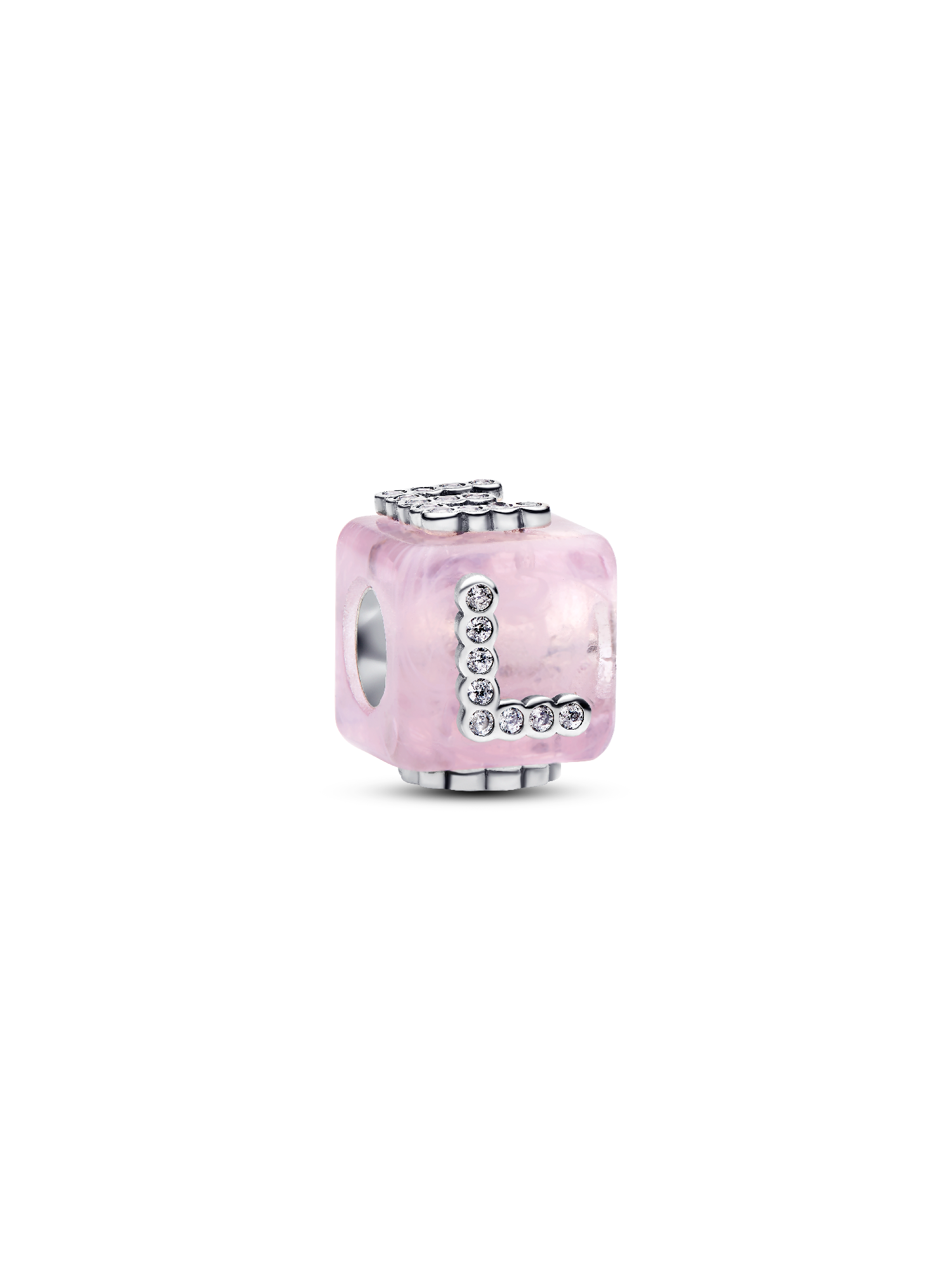 Pink Murano Glass Love Cube Charm | Pendant | Sterling silver