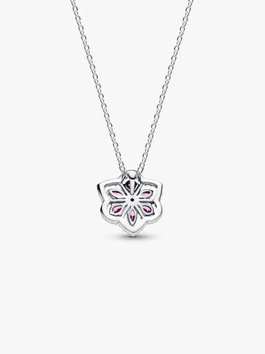 Herbarium Sparkling Pink Flower Pendant Necklace