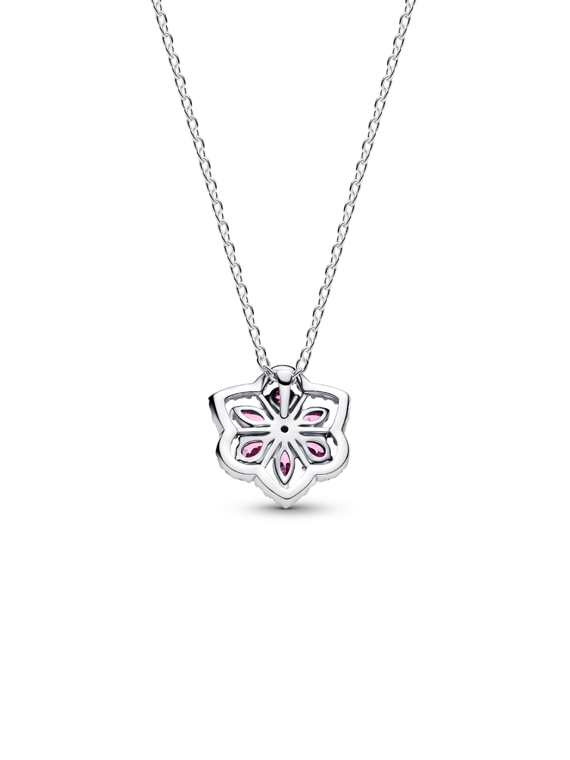 Herbarium Sparkling Pink Flower Pendant Necklace