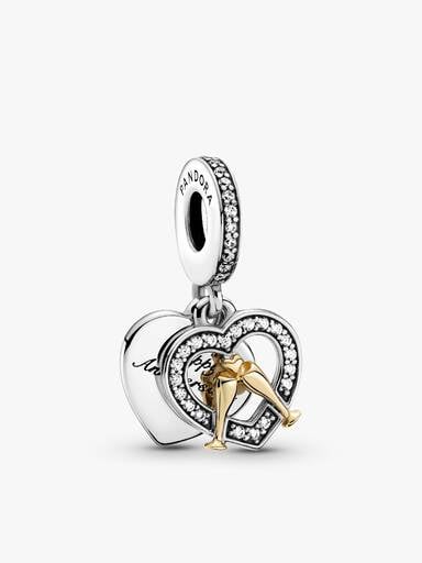 Two-tone Happy Anniversary Charm & Bracelet Set