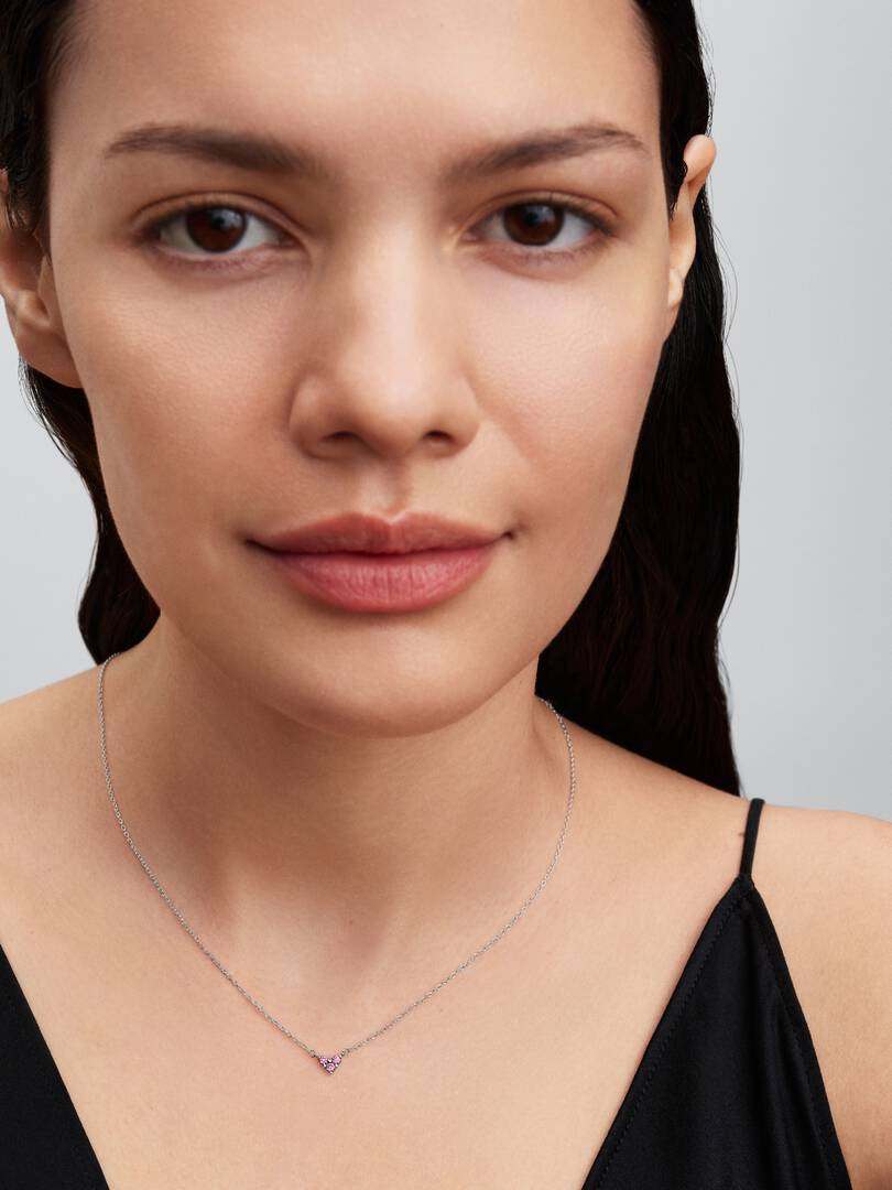 393160c01 Triple Stone Pink Heart Collier Necklace | Sterling silver | Pandora US