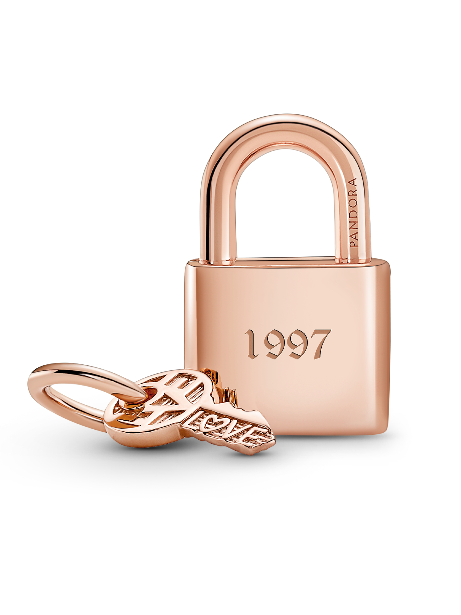 Padlock & Key Dangle Charm | Pendant | Rose gold plated | Pandora US