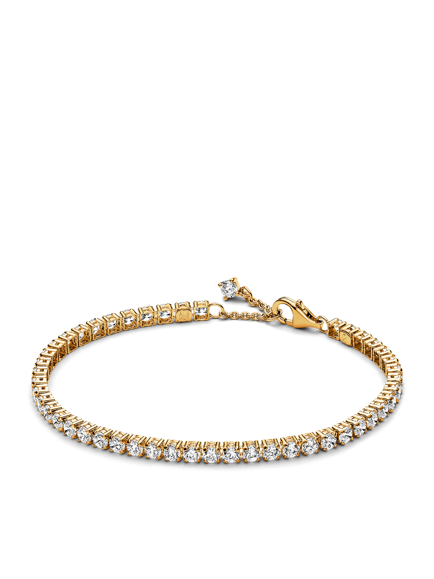 Женский браслет Pandora Sparkling Tennis, Gold plated #561469C01, цвет: Позолоченный — фото 1