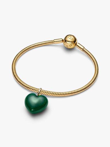 Green Puffy Heart Dangle Charm