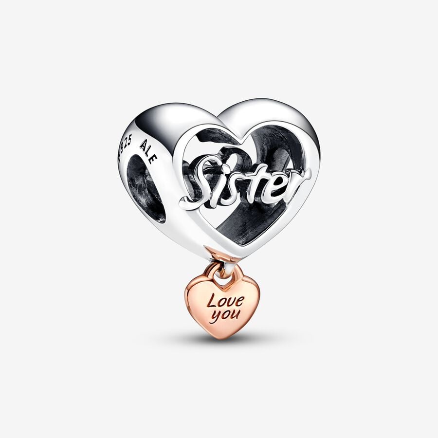 Love You Sister Heart Charm | Two-tone | Pandora US