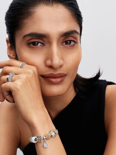 Opalescent Infinity Double Dangle Charm