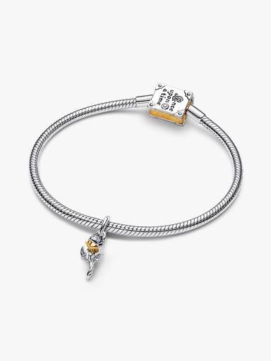 Disney Belle Enchanted Rose Lab-grown Diamond Dangle Charm