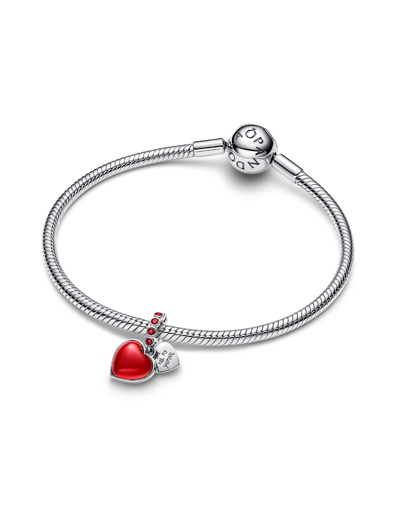 Red Murano Glass Heart Double Dangle Charm | Pendant | Sterling