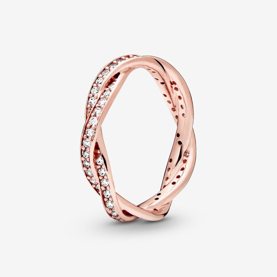 Twist of Fate Ring in Pandora Rose™ & Clear CZ, Rose gold plated