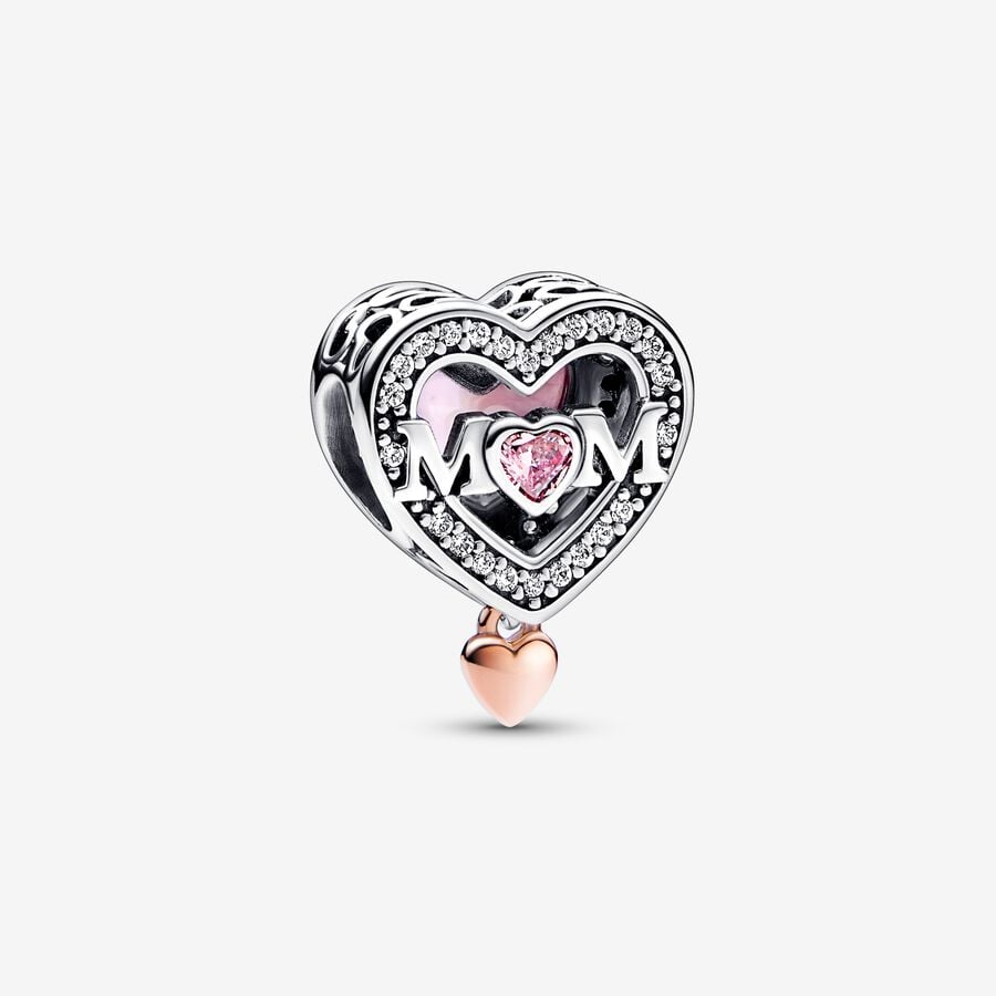 Two-tone Openwork Mom & Heart Charm image number 0