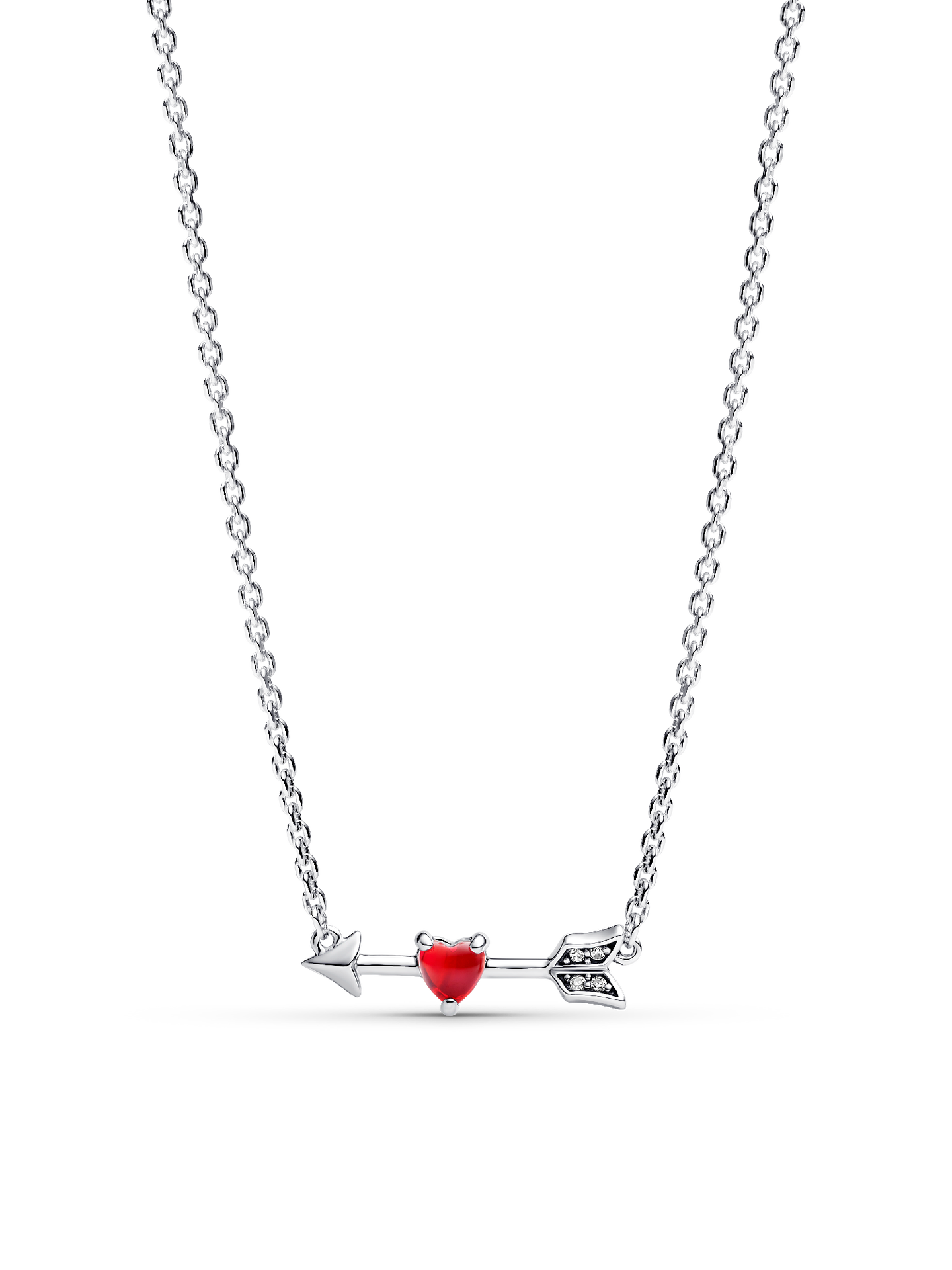 Женское колье Pandora Arrow & Murano Glass Heart, цвет: Серебро — фото 1
